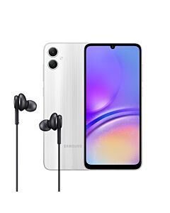 COMBO CELULAR SAMSUNG GALAXY A05 64GB SILVER + AURICULAR IN EAR 3.55MM CON MIC NEGRO